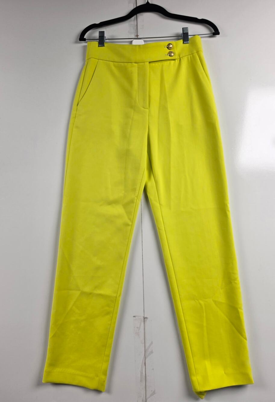 Veronica Beard Size 2 Chartreuse Crest Button High Rise Trousers Pants 0090